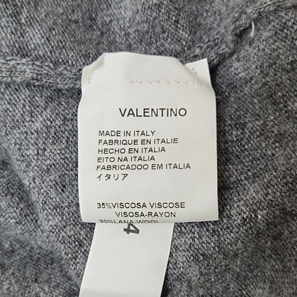 Valentino Grey Wool Sweater W/ Crystal Flower Embellishments, Size L ~ Like New - Picture 11 of 13